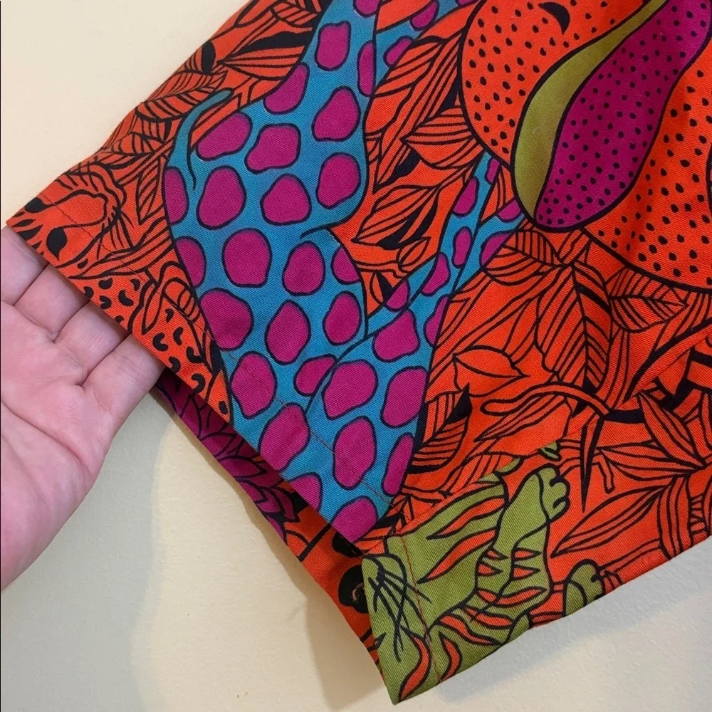 Vintage Design House Open Tie-Back Square Neck Hidden Safari Animal Top Shirt - Picture 10 of 15